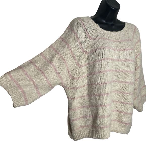 Nina Kendosa Paris Sweater Womens OS 3/4 Sleeve Wool Blend Preppy Boxy Striped - Picture 6 of 9